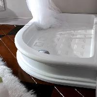 KERASAN Retro Поддон керамический полукруглый ассиметр. 80х120см SX, диаметр слива 90, цвет белый