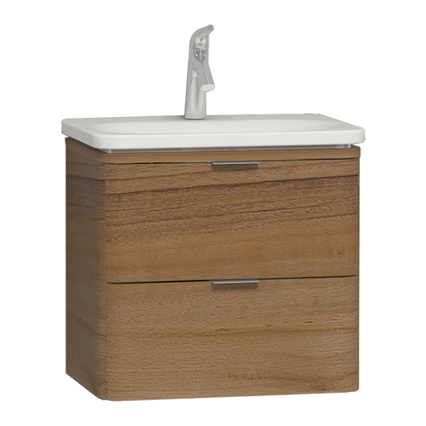 Тумба Nest с раковиной c 2мя ящиками, 60 см, с LED подсветкой, цвет натуральная древесина 