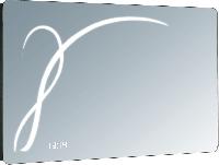 Sanibano, зеркало горизонтальной формы с LED подсветкой и часами, подсветка в виде рисунка