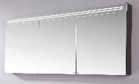 Puris Star Line, зеркальный шкаф (3 двери) с LED подсветкой 1600 mm, цвет белый глянец