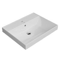 Kerama Marazzi Раковина CUBO подвесная\мебельная 60,5*48,5*18см, с 1 отв.под смеситель, с переливом, белая глянцевая