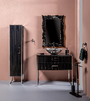 Тумба MONACO 80см  h84см  черная глянец +  хром   под раковину моноблок