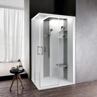 NOVELLINI SKILL A Душевая кабина 1200х1000х2175 мм., правая, Essential, поддон 125 мм., смес термос, стенки бел глянц, вставки Light grey, стекло проз