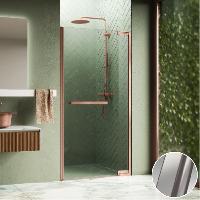 Дверь в нишу распашная 90 см (88,5-90x200) Novellini N180 N1801B90-1Z, профиль Brushed Inox, стекло прозрачное CrystalClear