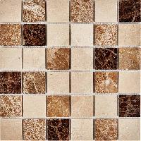 pixmosaic PIX 270 Emperador Dark, light, Crema Nova, чип 48x48 мм, сетка 305х305x6 мм, Полированная