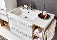 Marlin 3250star, тумба под правую раковину 80 см (2 ящика, 2 полки), цвет включая полки белый шелковый глянец