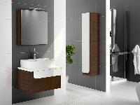 Oristo, Urano 70 см правый: зеркало со светильником, тумба, накладная керамическая раковина TWINS60, цвет wenge/белый глянец