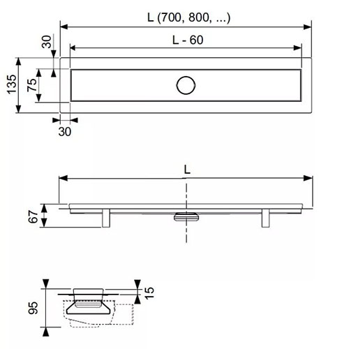 15100089 TECElinus Комплект д/др. канала 800 мм. 