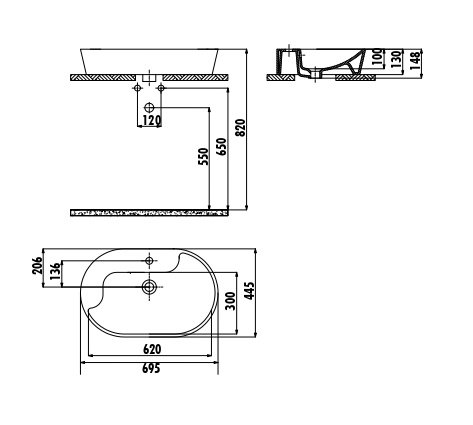 CREAVIT Раковина мебельная накладная (45*70) TP172.00000 