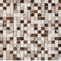 pixmosaic PIX 277 Emperador Dark, WhiteWooden, DolomitiBianco, чип15x15 мм, сетка 305х305x4мм, Полированная