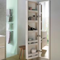 BURGBAD SYS30 Шкаф 400х150х1760 мм, подвесной, 1 зеркало, 5 полок, , левый,  цв белый матовый 464