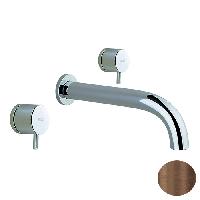 Смеситель для раковины на 3 отверстия из стены, излив 300 мм, внешняя часть, темная матовая латунь