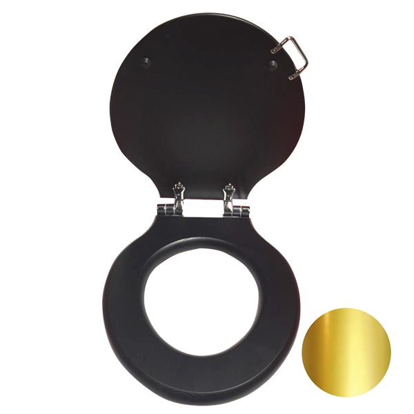 Devon Etoile/New Etoile Сиденье для унитаза из массива дуба (микролифт), цвет: темный/петли золото светлое 