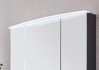 Marlin 3040city, зеркальный шкаф 120 см (3 двери) с LED подсветкой в козырьке из оргстекла, цвет белый глянец