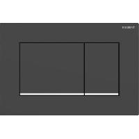 Geberit Sigma20 Клавиша для двойного смыва, квадратная: черный матовый лак, легкоочищ. покр., декор. полоски: глянцевый хром (бывшая Sigma30)