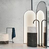 NOORTH milldue edition Roma Раковина ROMA III Ø45xh88см напольная, слив в пол, без отв., c д/клап., гл./фрез., цвет: bianco carrara-A10L/grafite-A51F