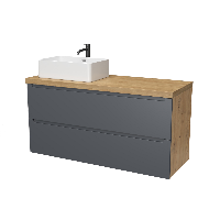 Тумба под раковину/столешницу/столешницу/столешницу/столешницу Дион, Графит мат/Дуб 120