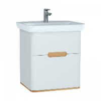 Тумба  Sento с раковиной, с 2 ящиками, 65 см, с LED подсветкой, цвет матовый белый (ножки 61069 заказываются отдельно)