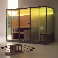 Effegibi Mid Сауна с хаммам и душем, для ниши, 300x137xh220см, отделка: Soft Sand