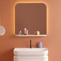 BURGBAD B.ME Зеркало 800х830х150 мм., LED подсветка, с полкой, цвет белый матовый