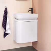 BURGBAD B.ME Комплект мебели 500х340х640 мм., левый, подвесной, 1 дверца, раковина белая с 1 отв. для смес. открывание нажат G0126, цвет белый матовый