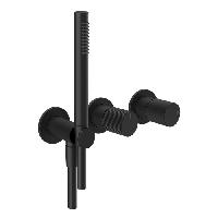 GESSI HABITO RIGATO Смеситель настенный встраиваемый, однорычажный, с перекл. на 2 положе., с ручным душем, настенным держателем, цвет Matte Black