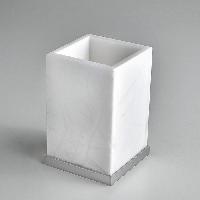 3SC Baster Square Стакан настольный 8хh12x8 см с основанием, цвет алебастр/хром