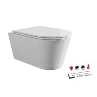 Alice Hide комплект: Унитаз Round 57х37, подвесной, безободковый, с сиденьем и крышкой с микролифтом, с набором для крепления, белый глянцевый