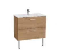 Тумба с 2 ящиками с раковиной, 80 см, цвет золотой дуб