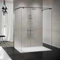 NOVELLINI KUADRA HF Душевое ограждение 1540х2147 мм., с свободным входом, с полотенцедержателем, стекло прозрачное, профиль черный матовый