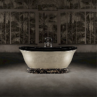 Devon Aurora 30 Ванна 171x87xh70,5cм, мат-л: white teс, цвет: черный глян/фольга, опора и ручки-Marmo Portoro; смеситель с ногами и сифон цвет никель