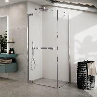 Душевое ограждение 90 см (88-89,5x200) Novellini N180 N180G90-1K+N180FG90-1K, профиль Chrome, стекло прозрачное CrystalClear