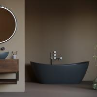 Salini NOEMI Ванна отдельностоящая 1850х810х720мм, донный клапан "Up&Down", сифон,  слив-перелив, мат-л: S-Stone, матовый, RAL9011 Фурнитура: RAL9011