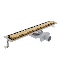 Plumberia Selection Трап душевой PS IN-TILE 6x60 2устор. накладка из нерж.стали, комбинир.затвор с горизонт. Выпуском Ду 50мм,40л/мин, золото 24К