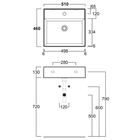 SIMAS AGILE Раковина подвесная 51х46 см, с переливом, с 1 отв под смеситель,цвет белый матовый 