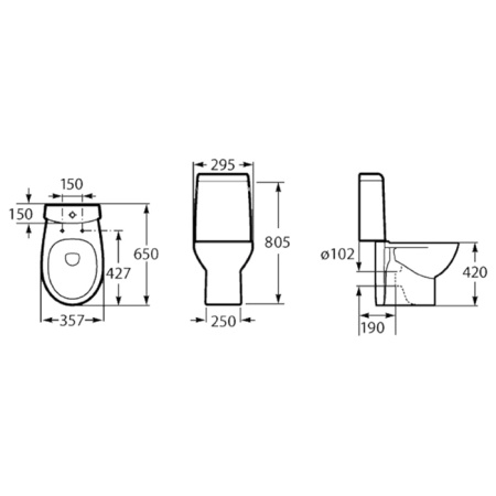 Roca VICTORIA NORD Унитаз напольный 295x650x420 мм, с горизонтальным выпуском, белый (7342ND7000) (СЦ по Акции) 