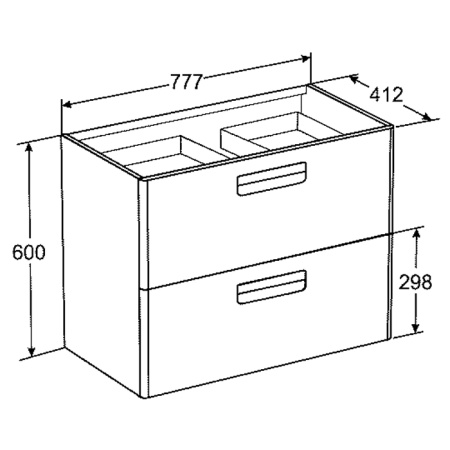 Roca THE GAP ORIGINAL Тумба подвесная 777x412x600 мм. для раковины 800 мм, с 2 ящиками, белый глянец (ZRU9302877) 