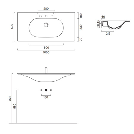 Catalano SFERA Раковина консоль 100x50, без отв. под смеситель, покрытие Cataglaze+, цвет белый матовый 