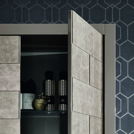 VITAGE milldue edition Ritz Шкаф-пенал 960х320х1585 мм, напольный, 2 двери, 5 полок, цоколь сталь, рама глянц лак Castoro, фасад стекло Alligator gold 