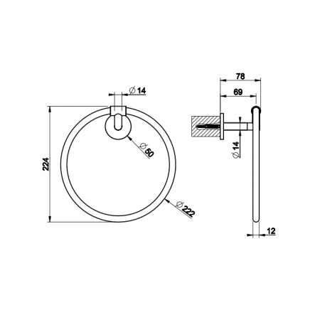 Gessi Anello Полотенцедержатель настенный кольцевой, цвет: хром 