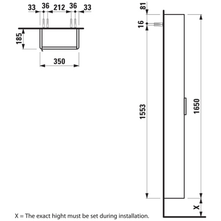 Laufen Base Шкаф высокий  350х1855х1650 мм, 1 дверца справа, цвет белый матовый 