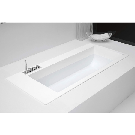 Antonio Lupi Biblio Ванна встраиваемая 180х90х53.5 см, с донным клапаном (хром), сифоном и гибким шлангом, мат-л: Corian, цвет: белый 