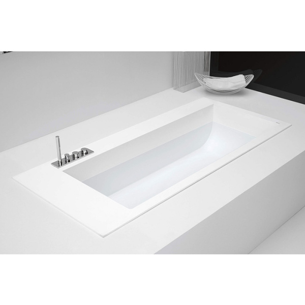 Antonio Lupi Biblio Ванна встраиваемая 170х80х53.5 см, с сифоном и ,ножками и нажимным донным клапаном (хром), мат-л: Corian, цвет: белый 