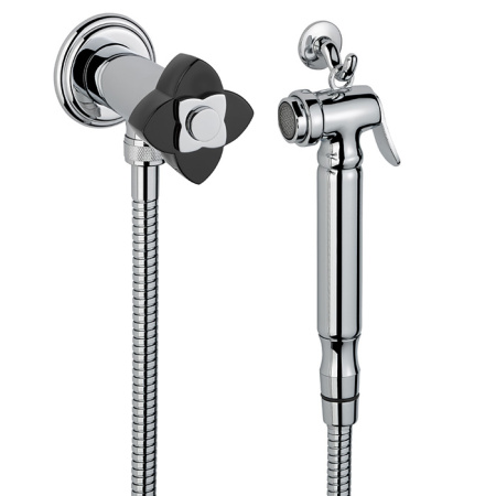 THG PETALE DE CRISTAL NOIR Гигиенический душ, в комплекте с запорным вентилем, шлангом 1250 мм. и держателем, цвет хром 