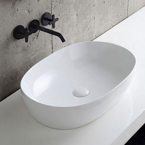 AZZURRA ELEGANCE CIRCLE раковина накладная 60х40х14см без отв. под смеситель , без перелива. цвет белый (цена по акции со склада!) 