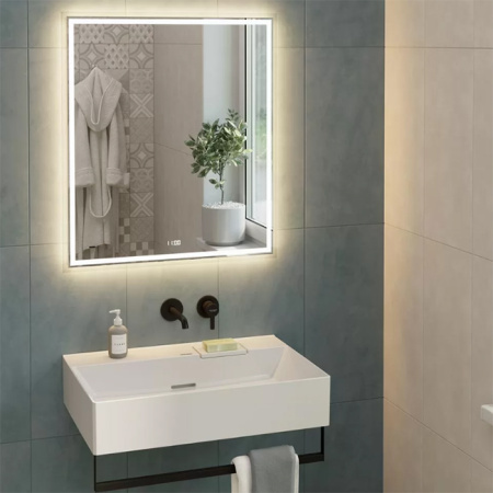 Kerama Marazzi Зеркало TECNO 70х80 см. c LED подсветкой, с функцией антизапотевание, белый глянцевый 