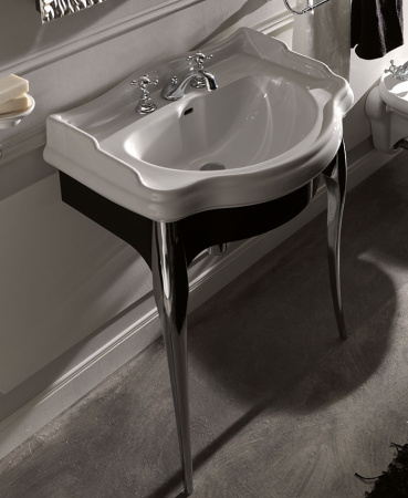 KERASAN Retro Комплект мебели черный глянцевый для раковины 73см, ножки (арт.736290): хром  (упаковка-2 коробки) 