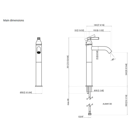 AGAPE MEMORY MIX Смеситель для раковины на 1 отверстие, однорычажный, высота 345 мм., цвет хром 