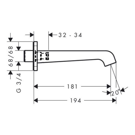 AX Citterio E Излив для ванны, 180мм, настенный, ¾’, цвет: хром 