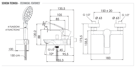 Смеситель для ванны Remer Energy EY02 